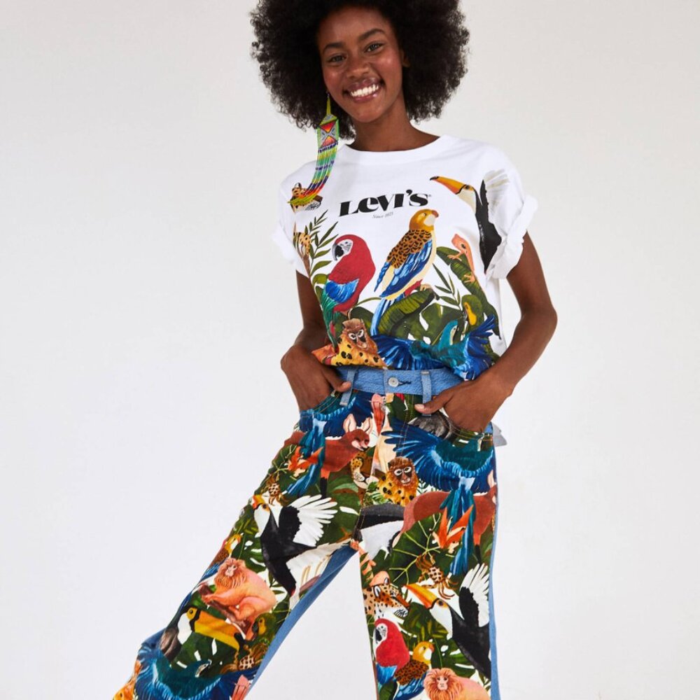 NWT Women's Levi's Premium X Farm Rio Tropical Rib Cage Straight Jeans 24 X 29